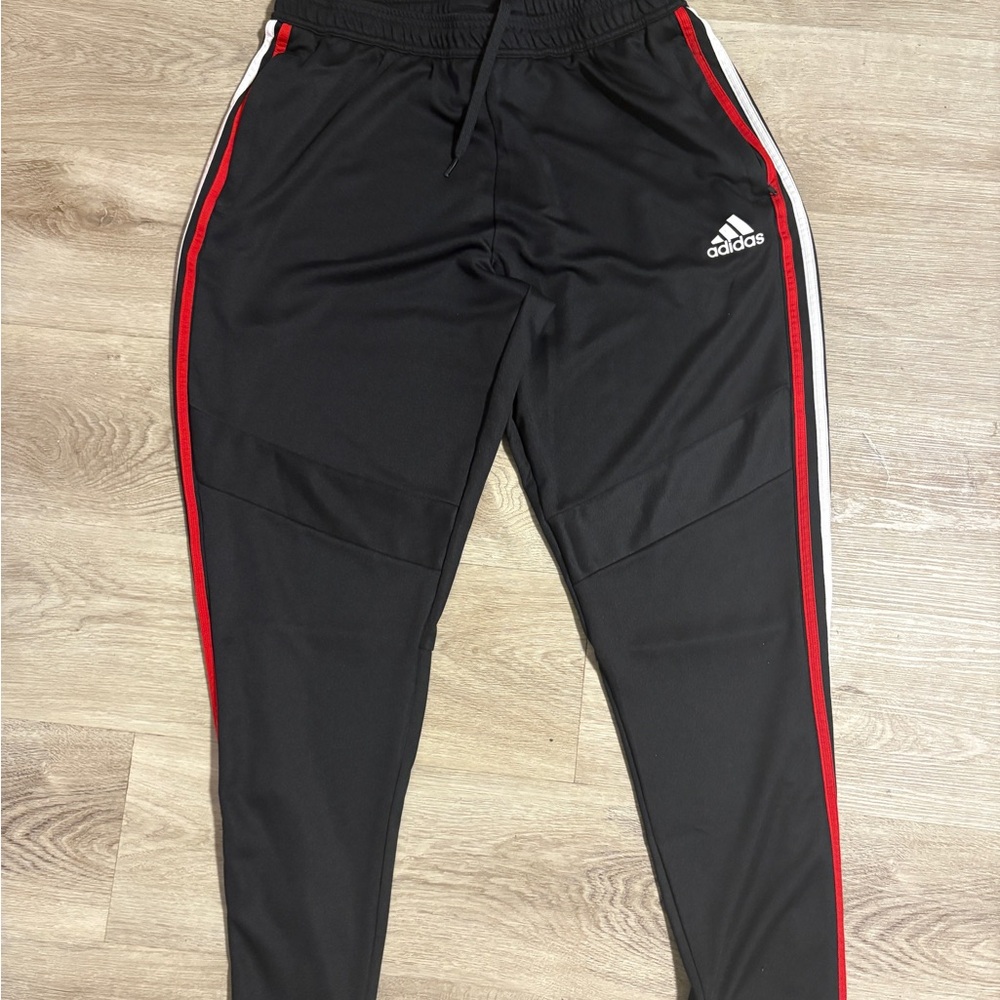Adidas Men Black Track Pants with Red Stripes